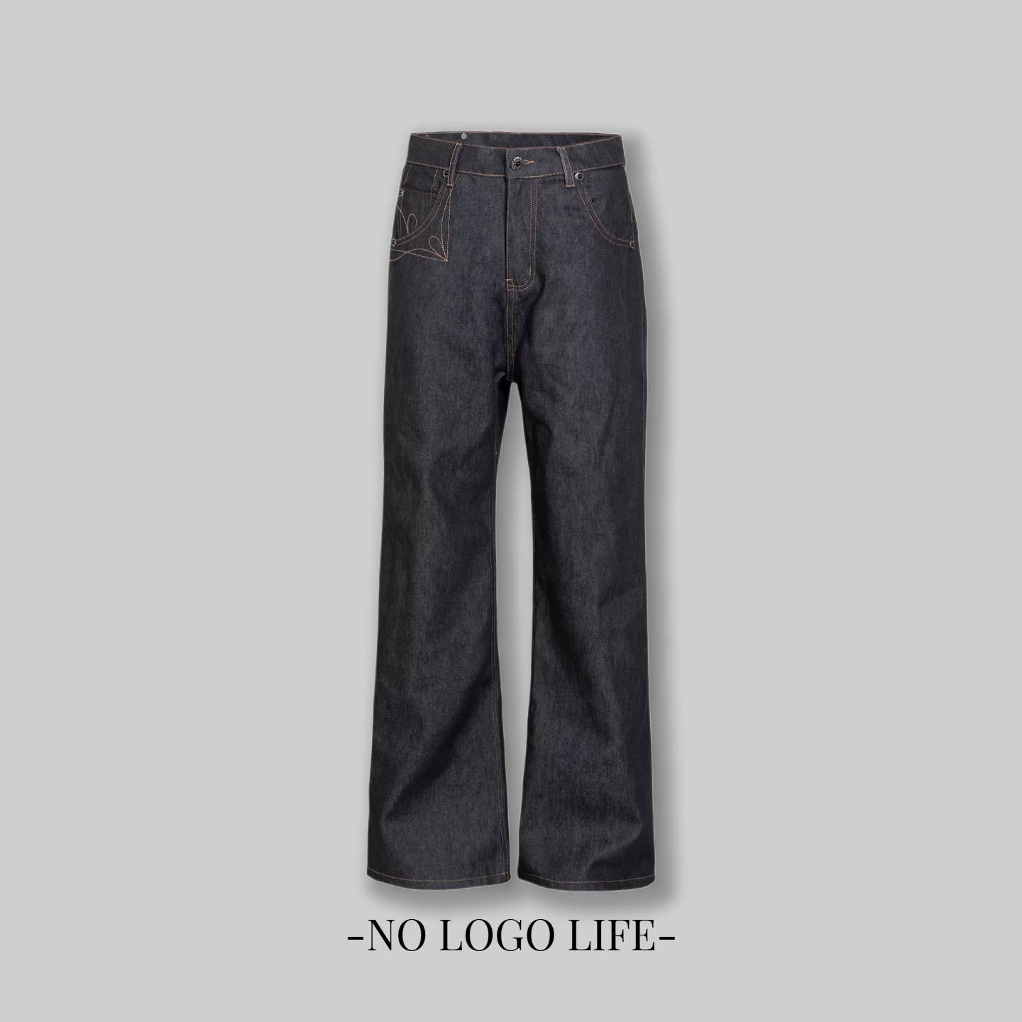 NOLOGO刺绣赤耳原牛直筒牛仔裤