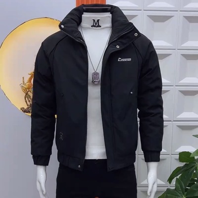 男款保暖外套加厚2025新款冬季男士韩版修身羽绒棉服立领潮流棉衣