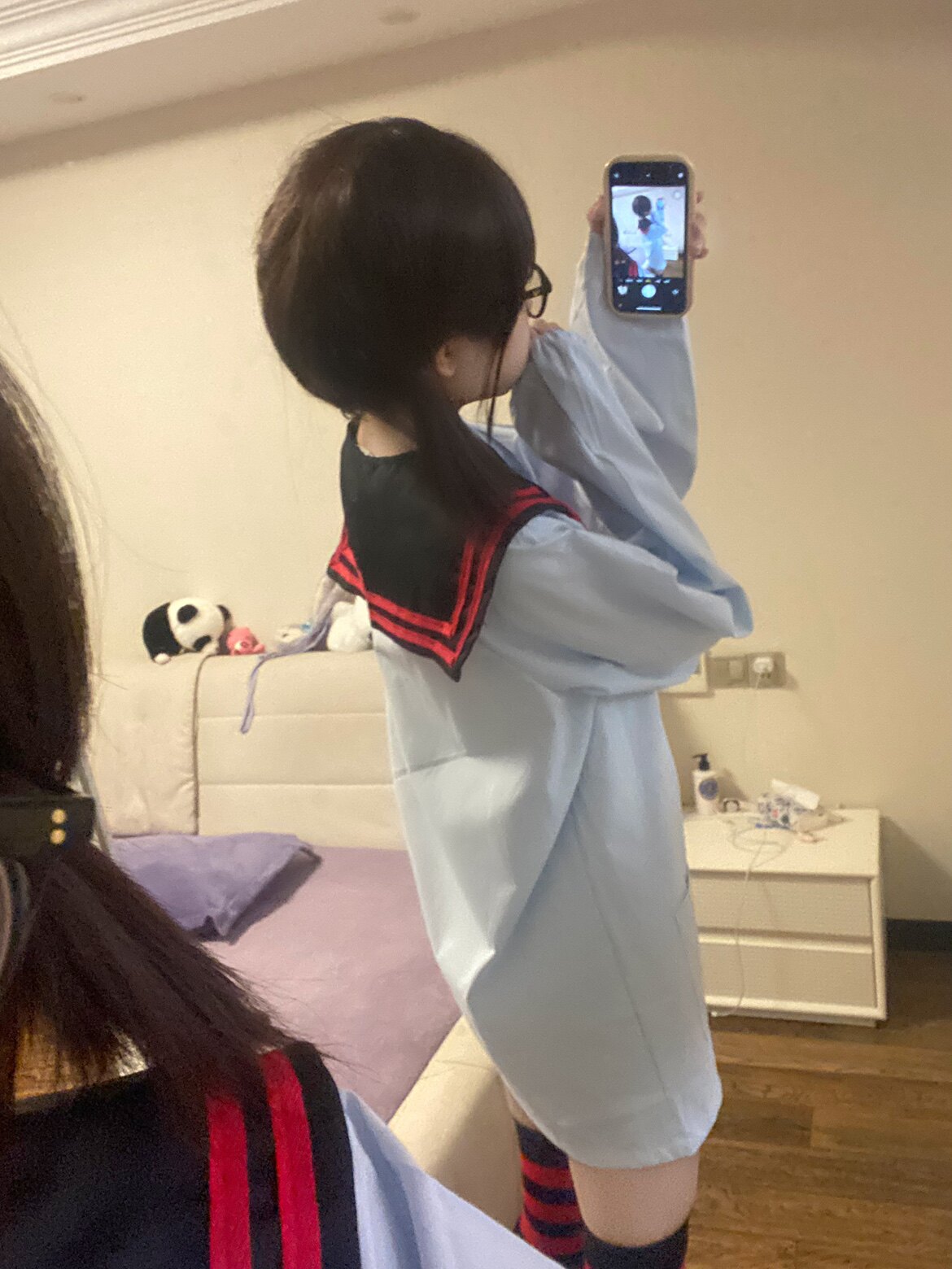 奶糖兔自制原创婴儿蓝衬衫百搭jk制服罩衫围裙baby女儿服