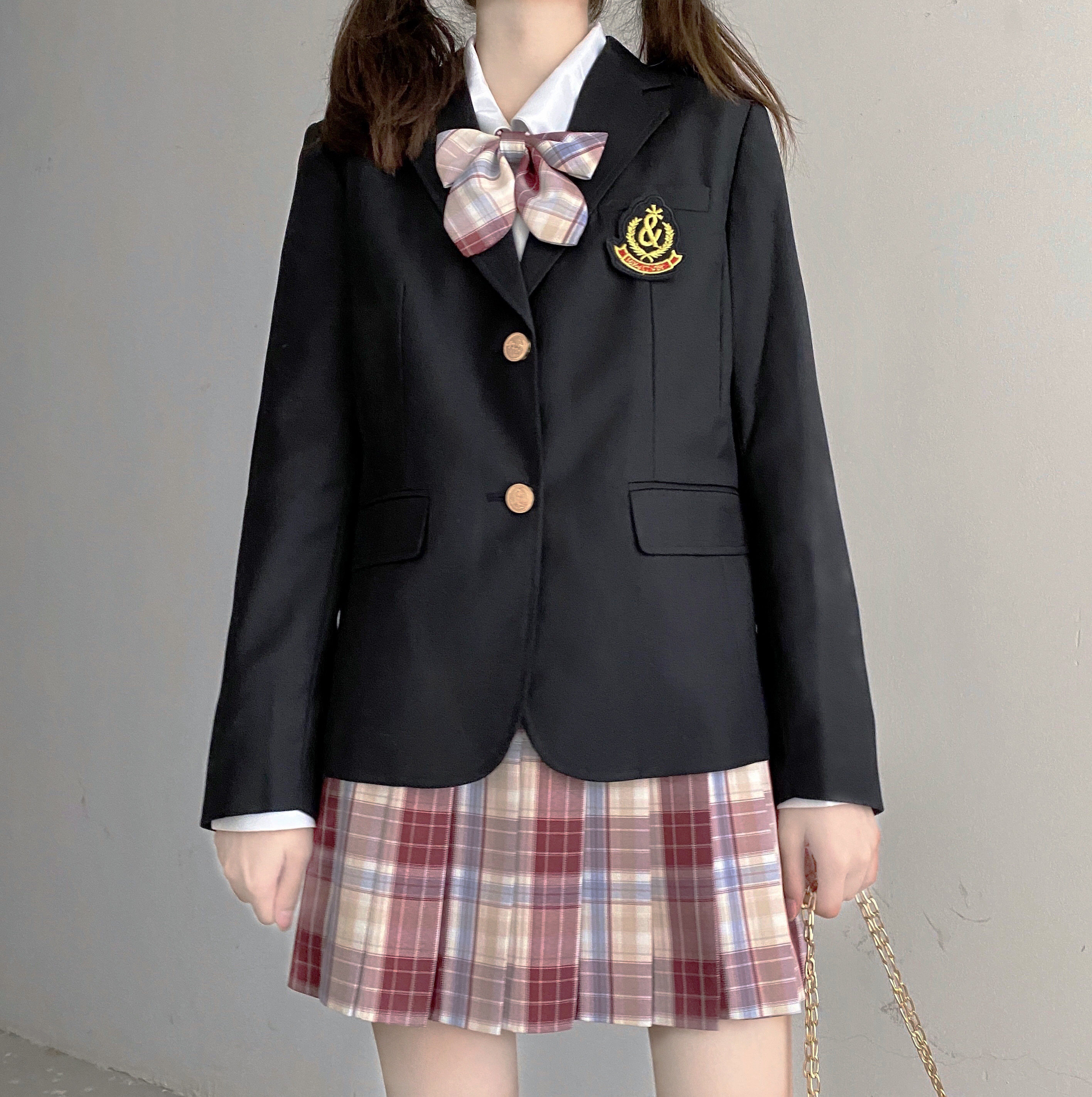 现货自制西式制服校供感两粒扣西服长款宽松jk西装外套