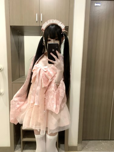 樱花 原创轻Lolita欧根纱裙可爱粉色少女中华风jsk汉洋折衷
