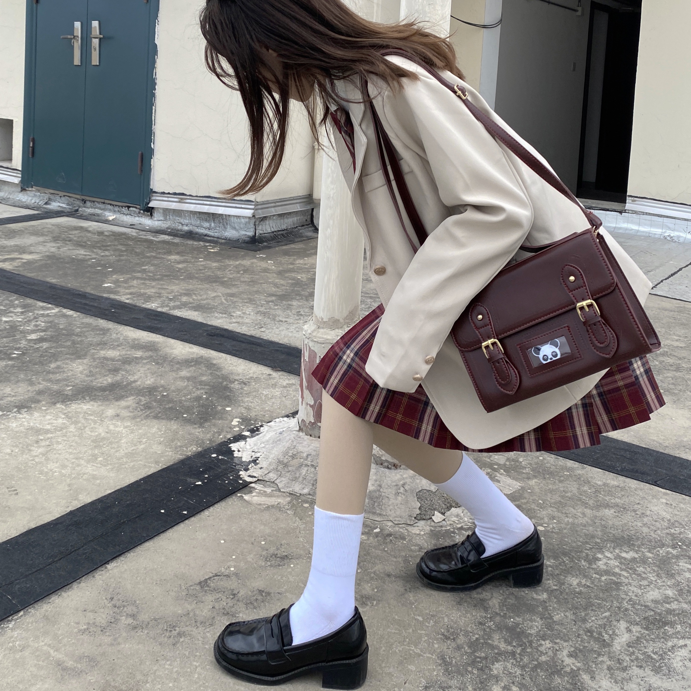 制服包包女复古学院风剑桥信封包