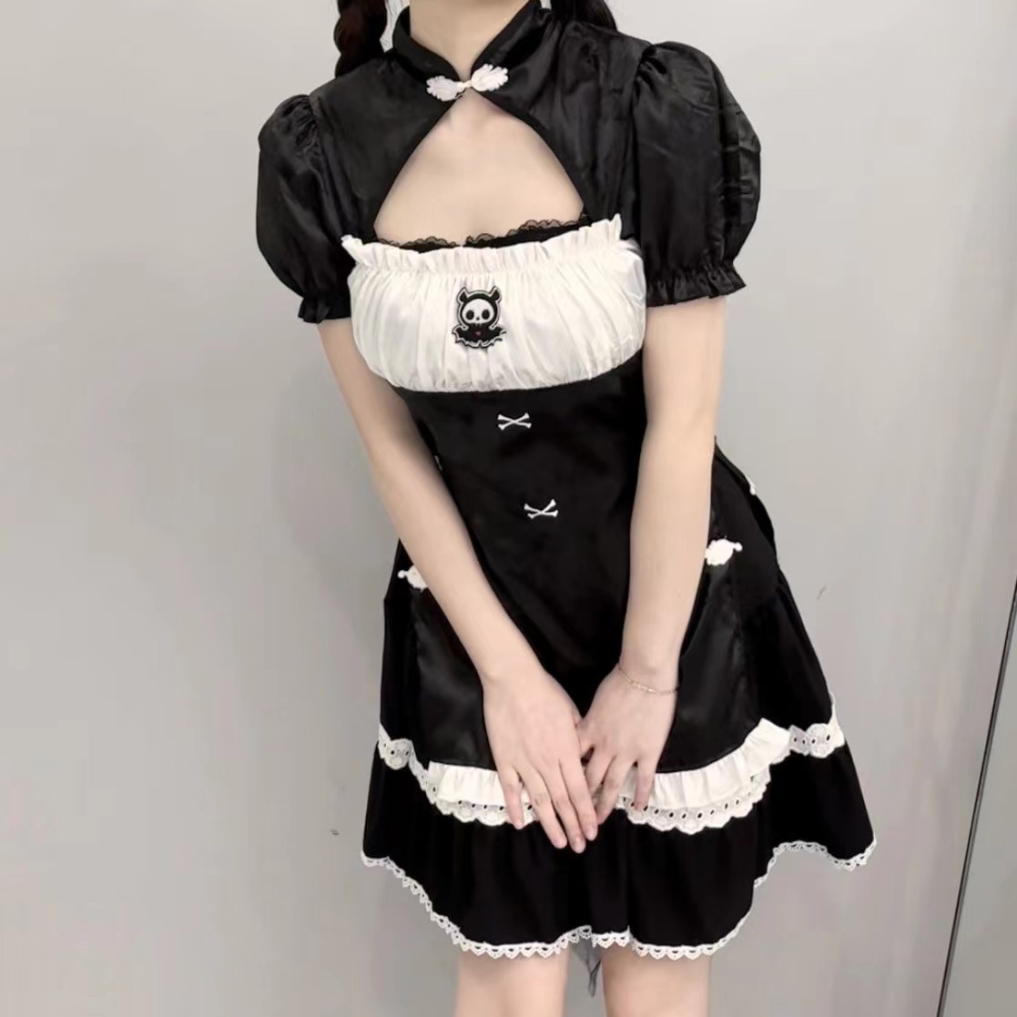 奶糖兔辣妹性感露背旗袍新中式