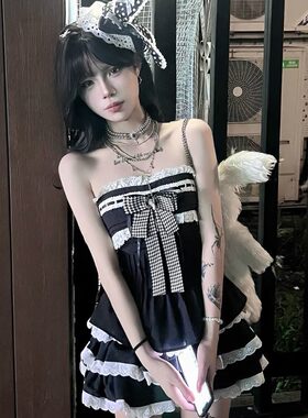祈愿兔 自制日系古早doll感千金蓬蓬裙演出系带抹胸半身裙打歌服