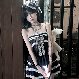 祈愿兔 自制日系古早感千金宫廷风蓬蓬裙演出抹胸半身裙打歌服