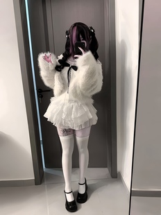 日系韩版仿皮草富家千金jk制服外套秋季百搭短款毛绒绒上衣开衫