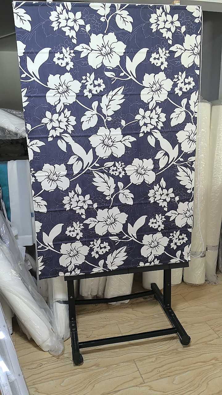 蓝色罗马帘百合藏蓝色别墅布百叶提拉帘全遮光升降帘