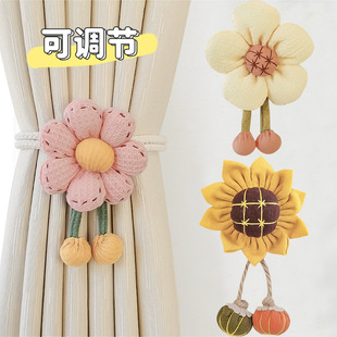创意花朵窗帘捆绑带强磁吸扣环白纱束带奶油风挂绳系带床帘收拢夹