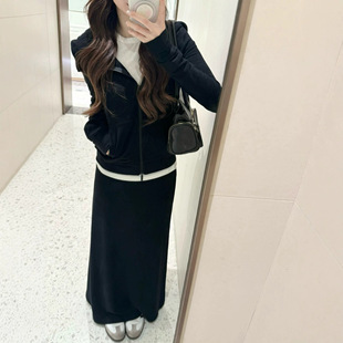 黑色卫衣外套女款运动套装2026年秋季韩系半身裙气质通勤两件套