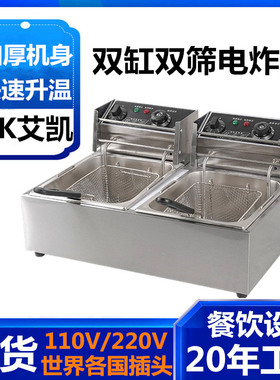 厂家直销 电炸炉 商用单缸双筛炸炉 油炸炉加厚薯条炸鸡 电炸锅