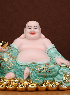 大肚弥勒佛汉白玉佛像菩萨神像摆件宽体笑佛供奉家用客厅店铺招财