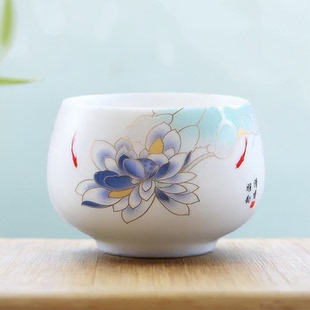 中国白高品质素烧羊脂玉瓷主人杯茶杯高档单杯送礼佳品高温国潮风