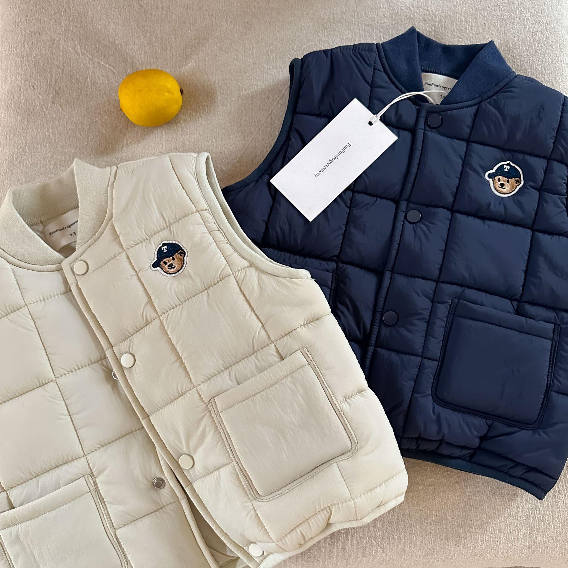 潮童 宝宝上衣 儿童上衣  痞帅炸街款冬款儿童棉马夹女童加厚马甲