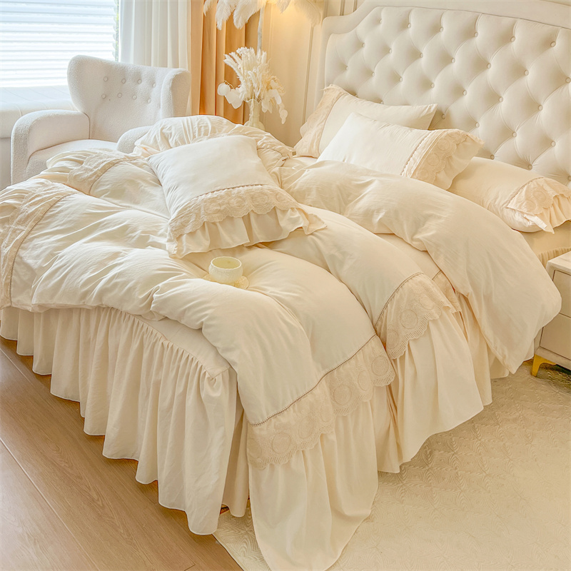 法式轻奢纯色水洗棉纯棉四件套