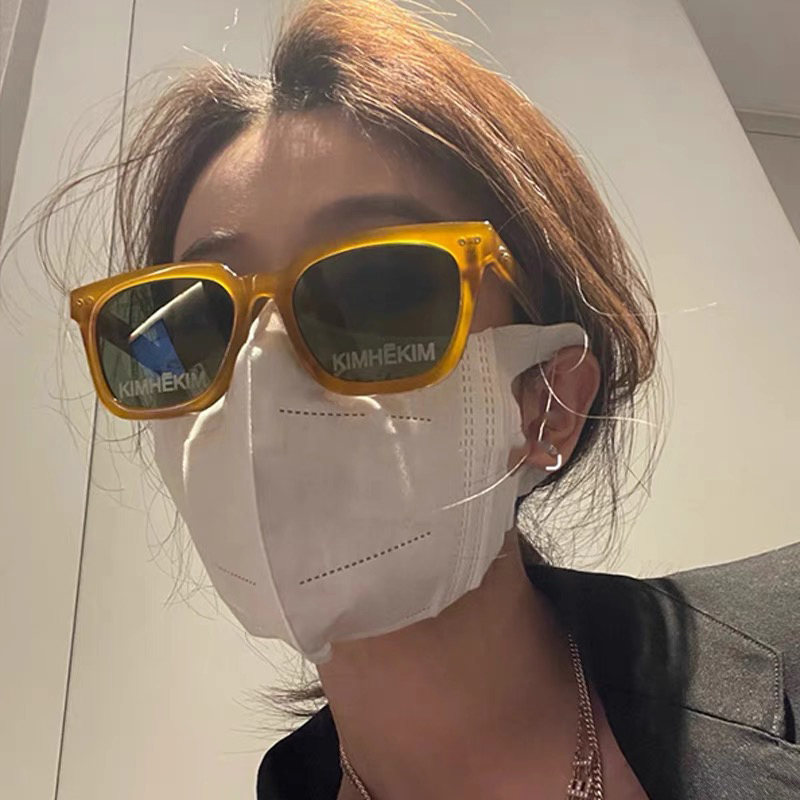 kimhekim复古风茶色方形太阳眼镜