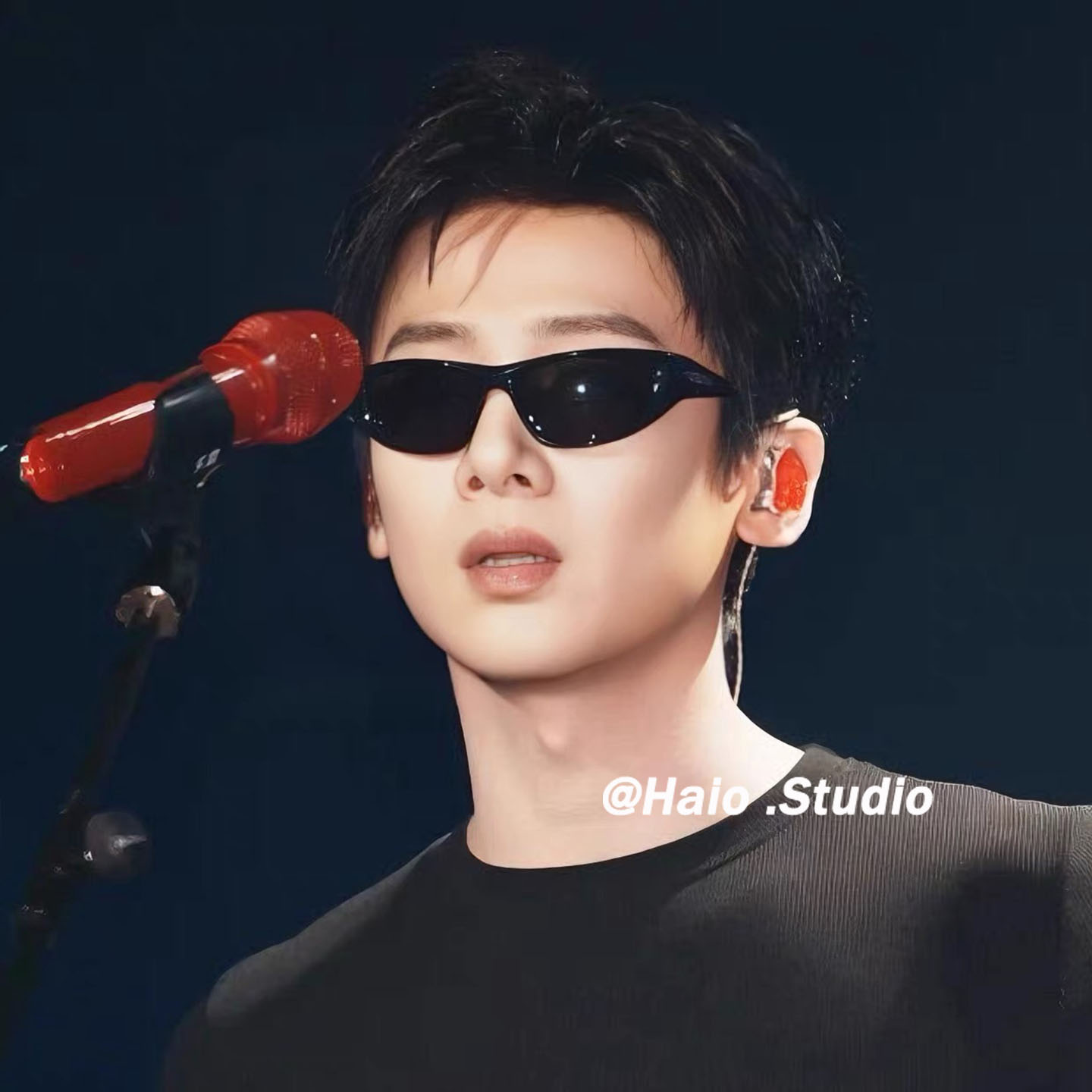 白敬亭同款黑色复古猫眼墨镜