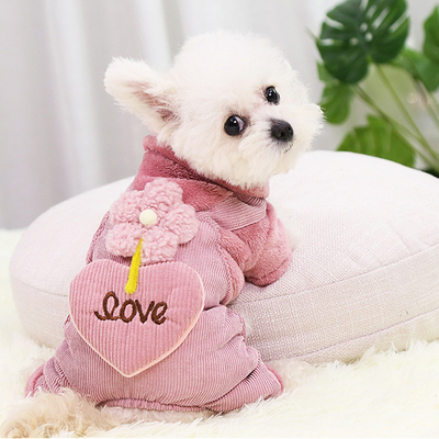 宠物衣服秋冬爱心假背带裤四脚