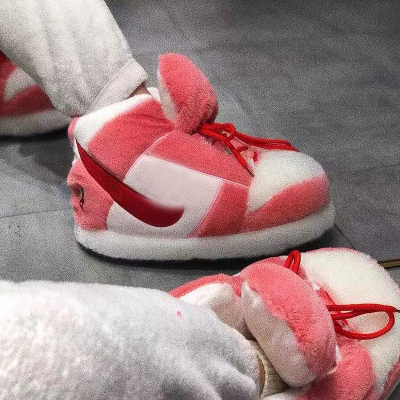 恶搞沙雕aj棉拖鞋男女冬季胖胖搞怪a锥面包鞋保暖椰子毛毛大棉鞋