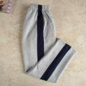 运动裤 定制春秋校服裤 子灰色一道藏蓝杠中小学生宽松直筒平脚长裤