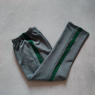 加绒 子深灰细条加宽条纯棉秋冬季 定制春秋运动裤 中小学生校服裤