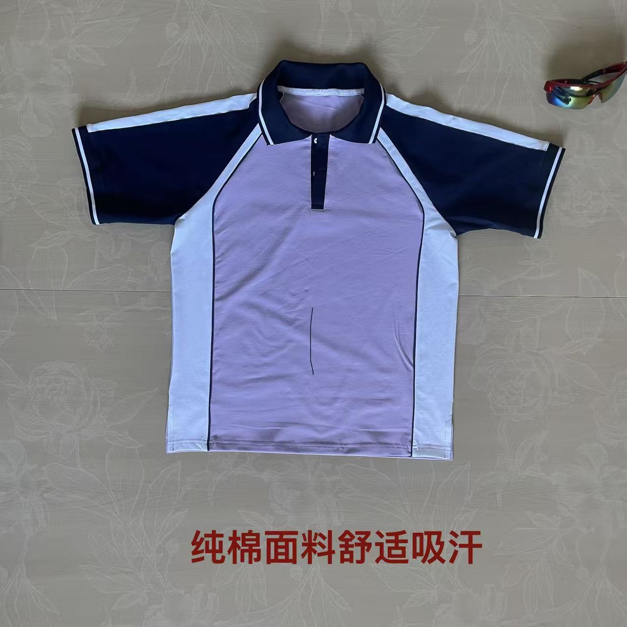 夏季中小学生藏蓝拼色短袖校服