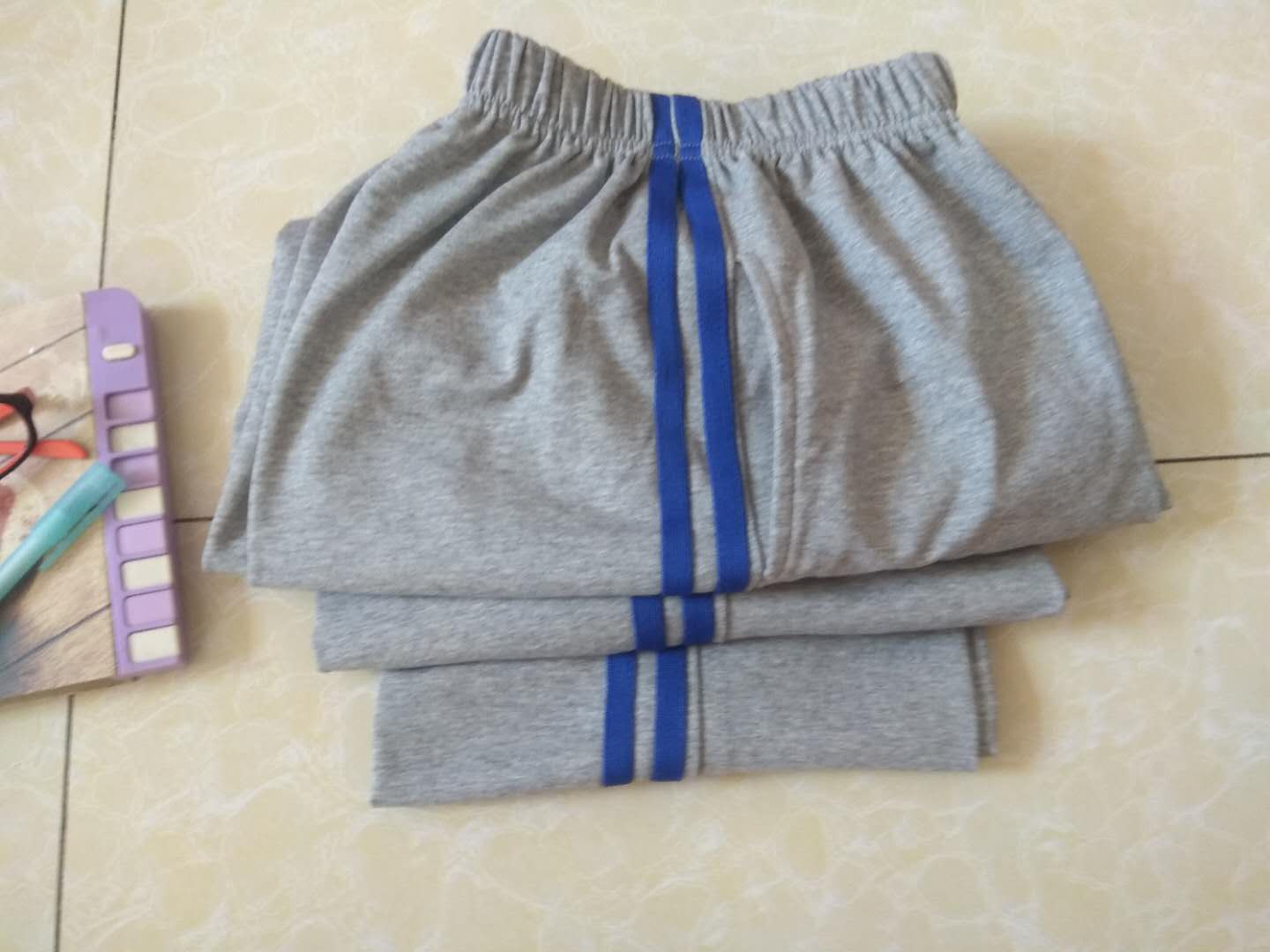 宝蓝杠长裤纯棉校服裤纯棉运动