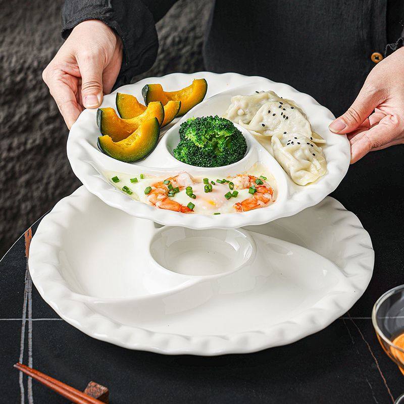 分格果盘家用零食干果多功能蒸盘风车盘陶瓷多格风轮饺子四格白瓷,餐饮具,果盆/果盘/果篮,淘宝优惠券,粉丝福利购,淘宝优惠卷