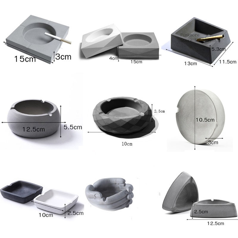 水泥烟灰缸模具办公室文创伴手礼摆件定制logo手工混凝土硅胶模具