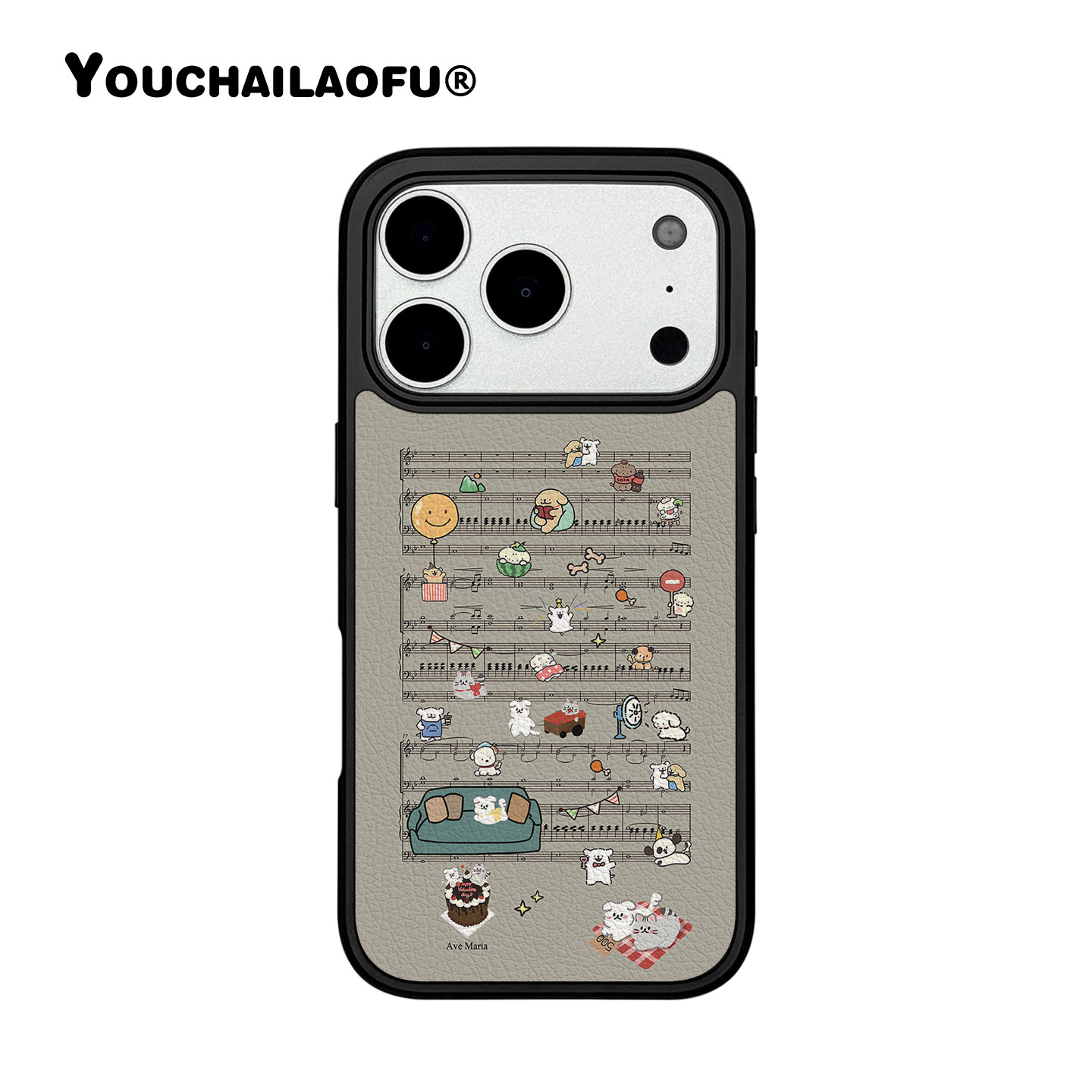 原创ins乐谱涂鸦狗狗适用iphone18promax磁吸手机壳五线谱可爱小猫狗17pro韩国苹果16全包15皮质14卡通保护壳