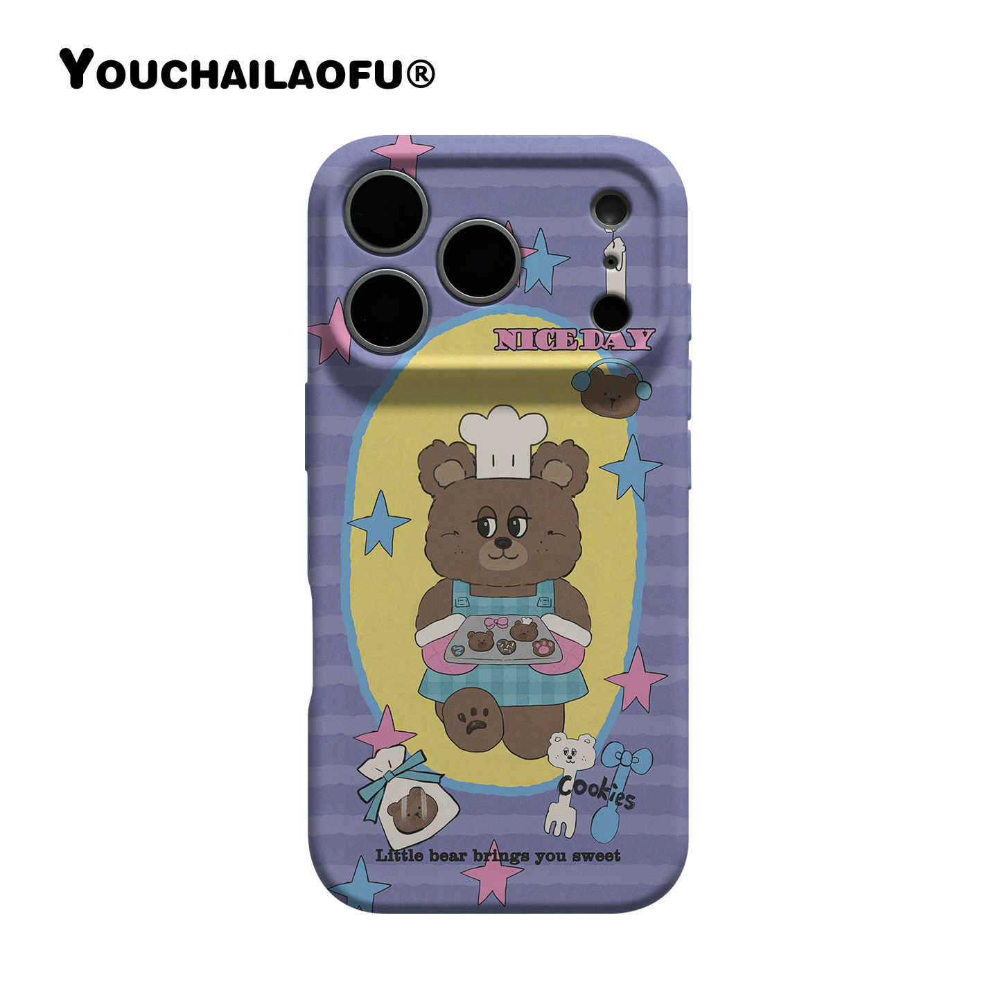 可爱ins厨师小熊烤饼干适用iphone17promax手机壳苹果16pro卡通星星15复古原创意14童趣插画全包软壳13保护壳