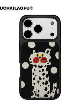 卡通ins可爱黑色波点豹豹适用iphone17promax磁吸手机壳苹果16pro呆萌搞怪小众15原创高级14全包磨砂保护壳13