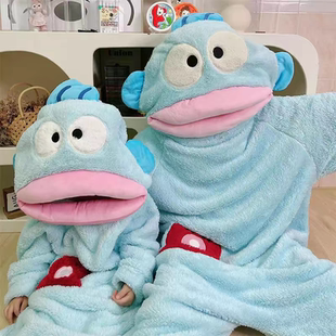 小丑鱼儿童睡衣女款冬季珊瑚绒加厚男女童亲子装连体衣情侣家居服