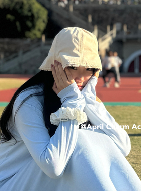 April Charm Acc 镶钻布艺大肠发圈气质优雅时尚白色高级小众发绳