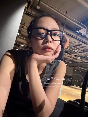 April Charm JENNIE同款复古猫眼椭圆眼镜素颜神器大框猫型镜框