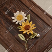 缠花材料包手工diy向日葵胸针汉服桂花兰花教程免劈绒线免剪纸模