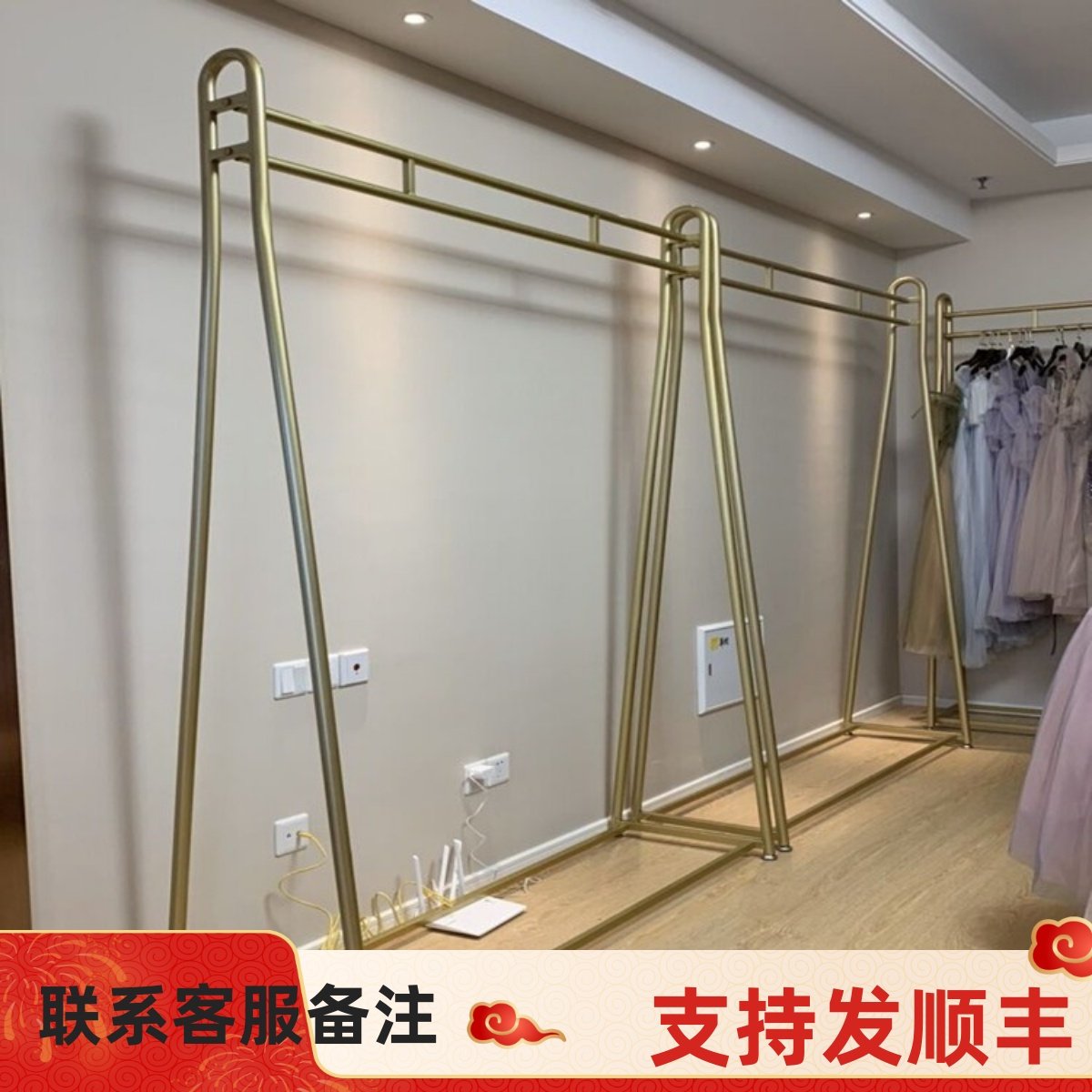 金色婚纱展示架落地式照相馆专用挂婚纱架子工作室礼服旗袍秀禾货
