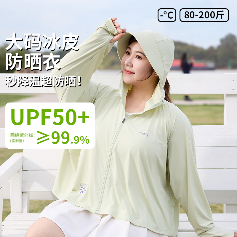 胖mm防晒衣女帽子面罩一体防紫外线大码2025新款冰丝外套加大薄款