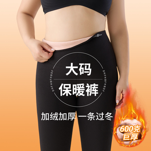 女外穿秋冬加绒胖mm200斤不掉档东北加厚保暖棉裤 大码 黑色打底裤