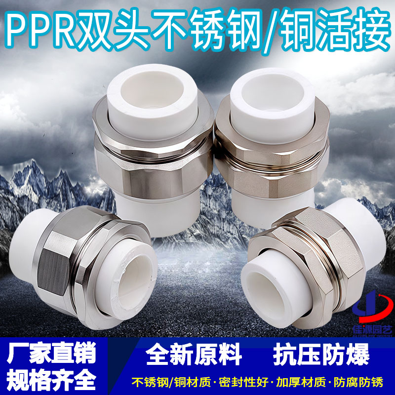 ppr双头热熔铜活接ppr活接ppr水管接头管件配不锈钢活结4分6分1寸