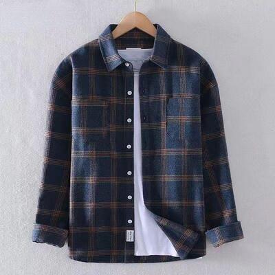 Men's checkered shirt long sleeved shirt jacket