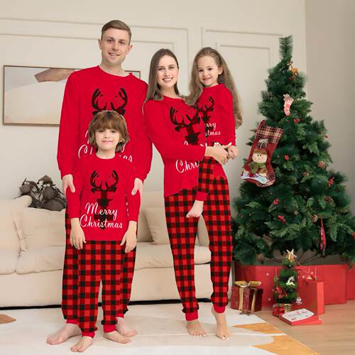 Letter grid printed home clothes pajamas