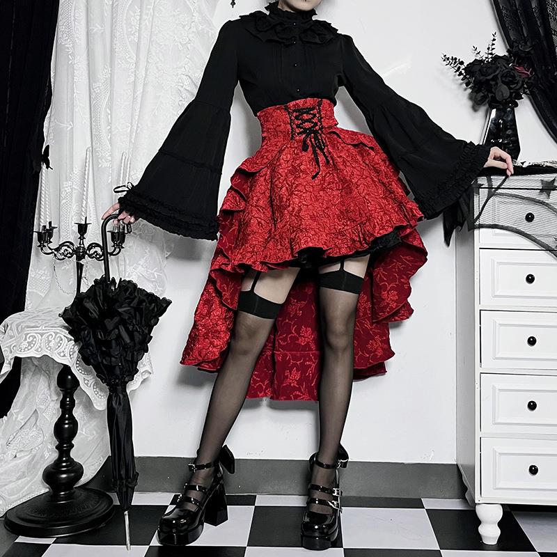 Splicing hip hugging skirt, high waist strap, waist