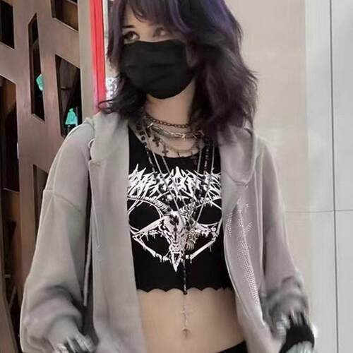 Outsourced crop top women's printed vest women