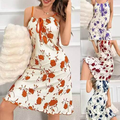 Strap pajamas, patterned dresses, home wear