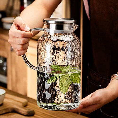 复古冰川纹玻璃储冷水壶套装家用客厅泡茶杯大容量耐热高温凉白开