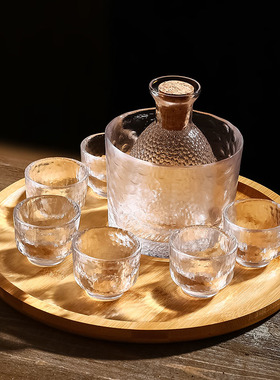 贰麻酒馆玻璃酒具锤纹小酒壶清酒杯子一口杯梅子酒杯白酒果小酒杯