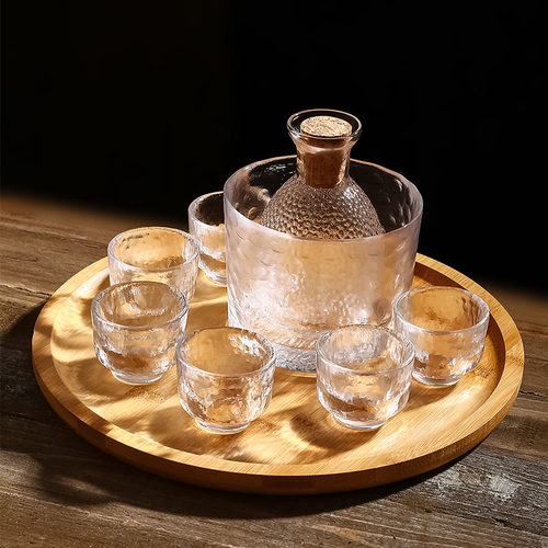 贰麻酒馆玻璃锤具锤纹小酒壶清酒