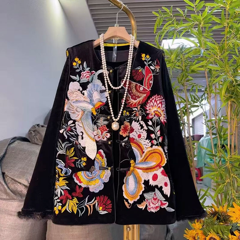 胖mm国潮风刺绣盘扣加棉马甲小衫