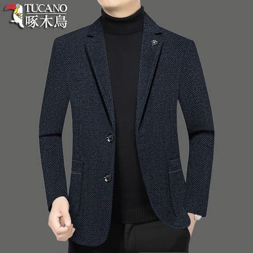 啄木鸟男装2025新款男士西装外套休闲西服上装四季秋冬装上衣时尚