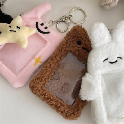 可爱动物毛绒卡套校园饭卡公交卡专辑小卡照片保护套展示挂件